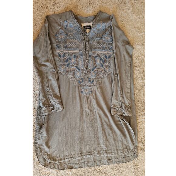 Biya Johnny Was Bohemian Embroidered Blue/Gray Tunic Womens Sz S - Picture 3 of 9